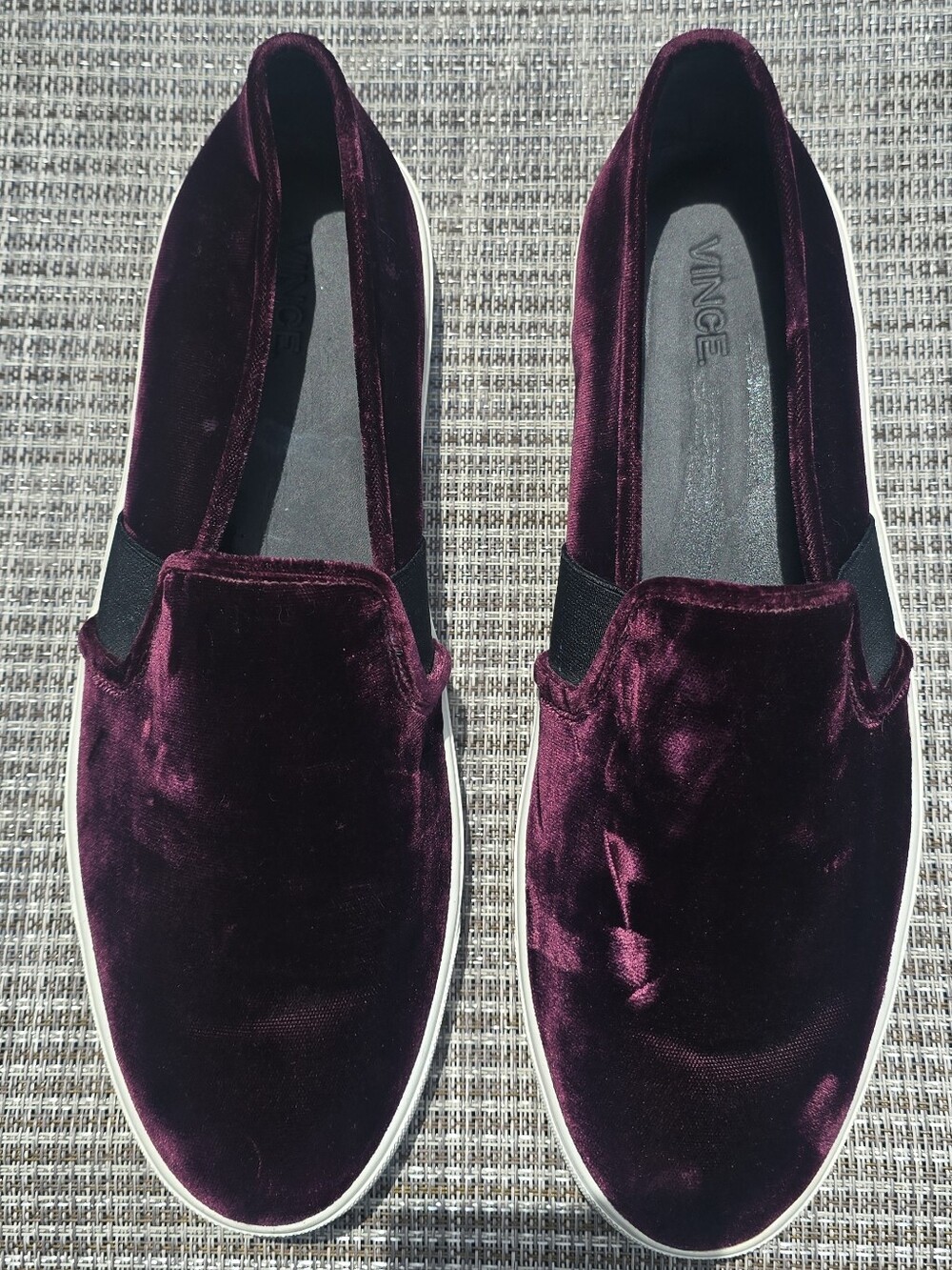 Vince Women's Velvet Slip-On Sneakers in Deep Burgundy